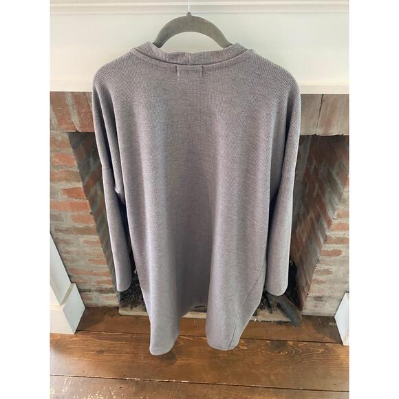 Freebird Cardigan Size S Grey Open Front Long Ribbed Knit Cozy Casual Layer - Picture 7 of 9